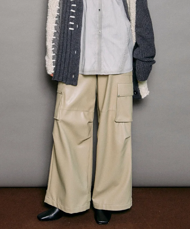 【SALE】Leather Cargo Pants Slim-Fit Leggings