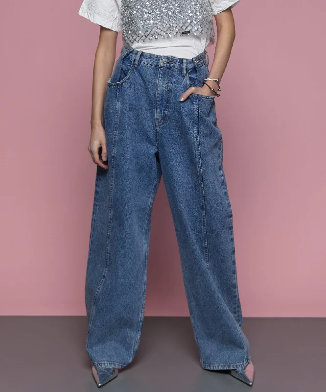 2way Waist Denim Pants Classic Straight Pants
