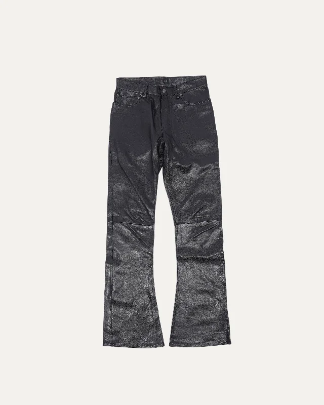 Flared Leather Pants Chic Checkered Pants
