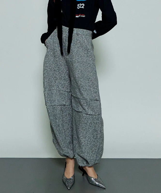 【SALE】Jacquard Volume Snow Pants High-Waist Jogger Pants