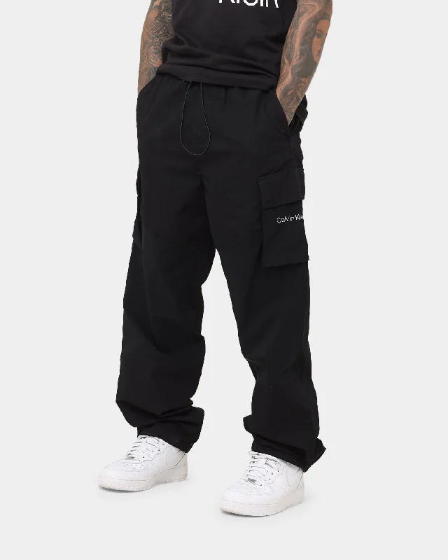 Calvin Klein Blocking Mixed Media Cargo Pants Ck Black Soft Sweatpants Style