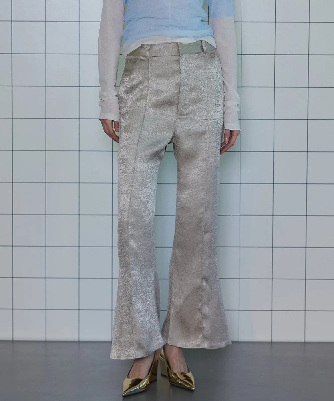 【SALE】Double Satin Flare Pants Formal Wide-Leg Pants