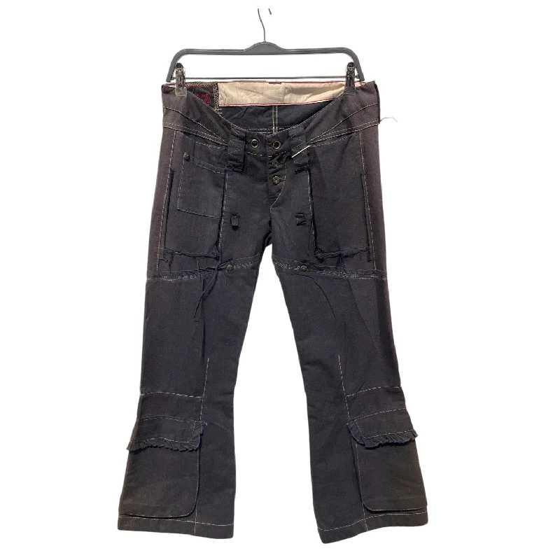 MARITHE FRANCOIS GIRBAUD/Bootcut Pants/29/Cotton/NVY/Low-rise/blue stitch open seam gromits Classic Stretch Pants