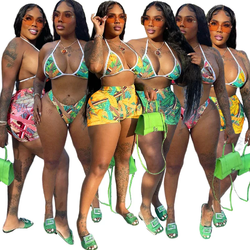 Printed Swimsuit Hot Pants Casual Suit (CL10604) Soft Sweatpants Style