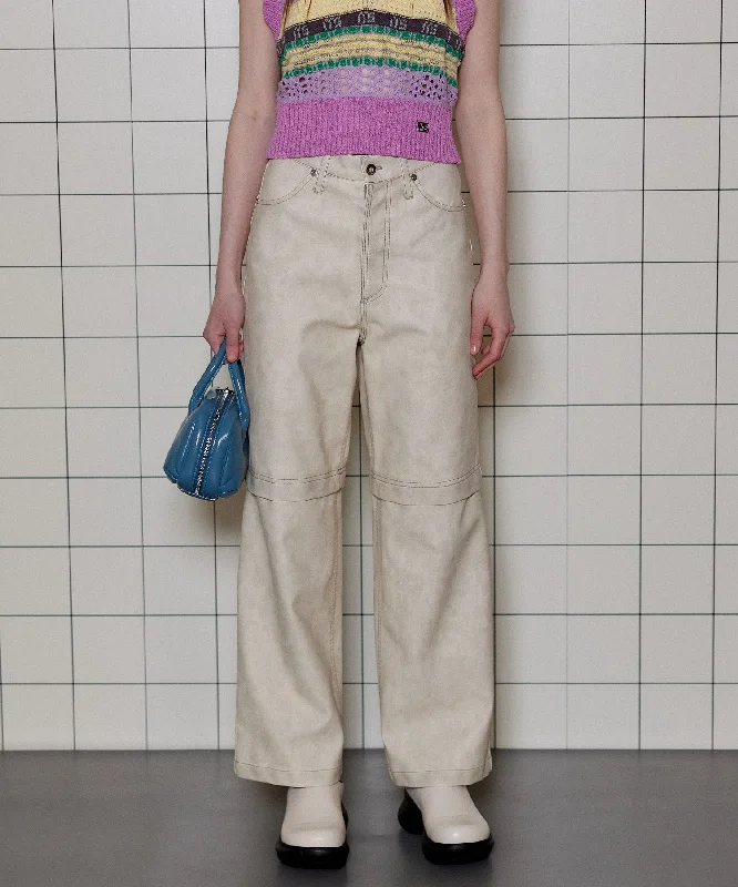 【SALE】2way Leather Pants High-Waist Trousers
