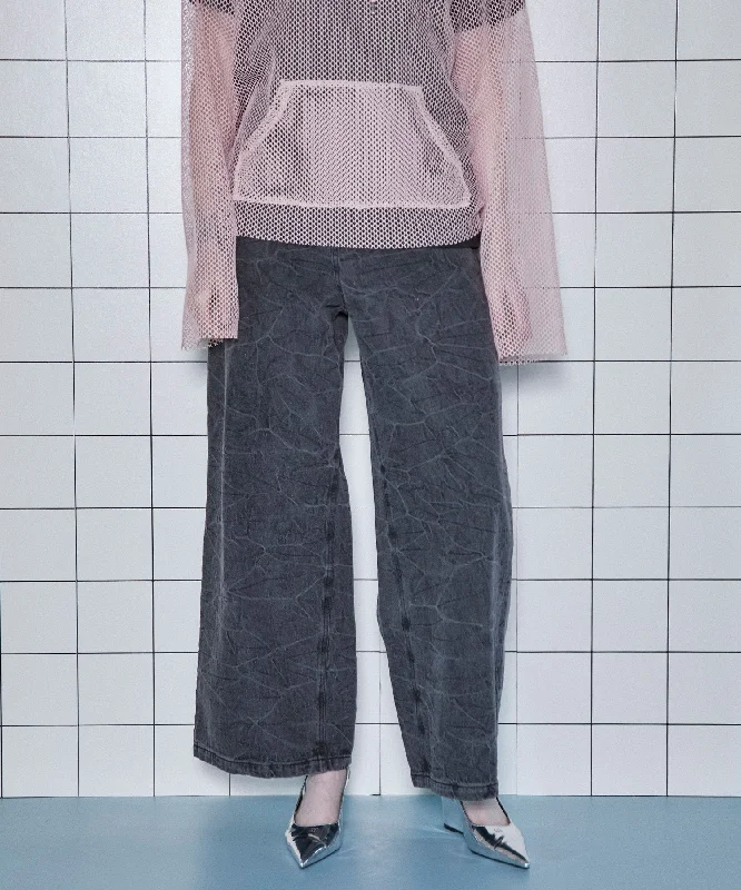 【SALE】Washer Wide Denim Pants Soft Stretch Pants