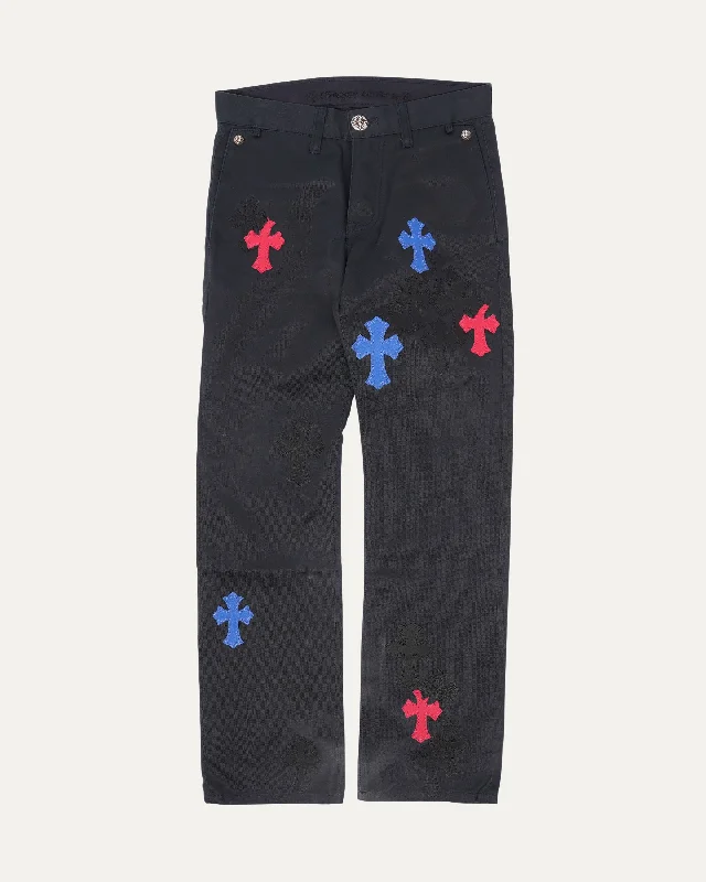 Multicolor Cross Patch Chino Pants Classic Straight Pants