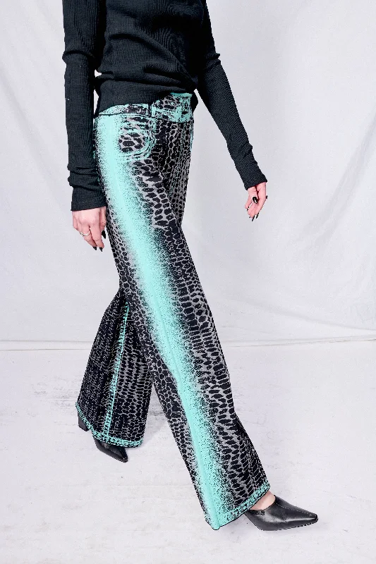 Black/Blue Zahra Wide Leg Pants Formal Wide-Leg Pants