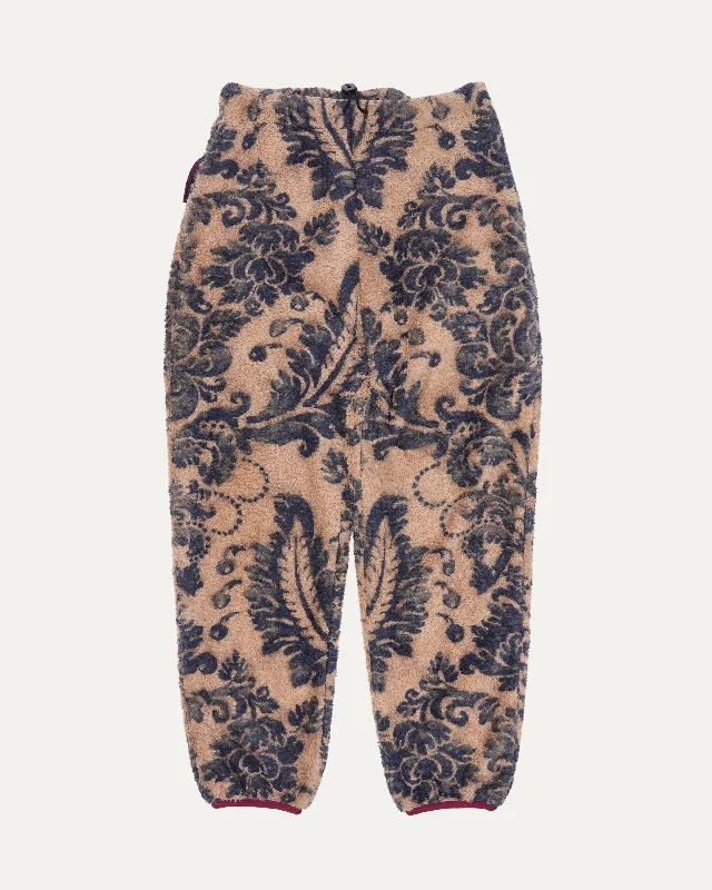 Damask Fleece Pants Comfy Zip-Up Pants