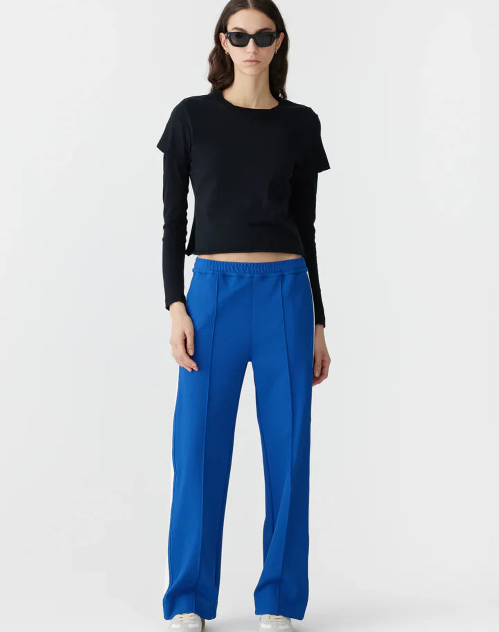 TWILL STRIPE DETAIL PANT - NEON BLUE / WHITE Stylish Slim Trousers