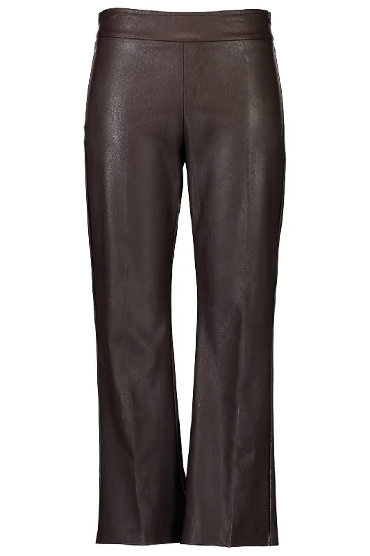 Leo Crop Flare Pant - Brown Elegant Silk Pants