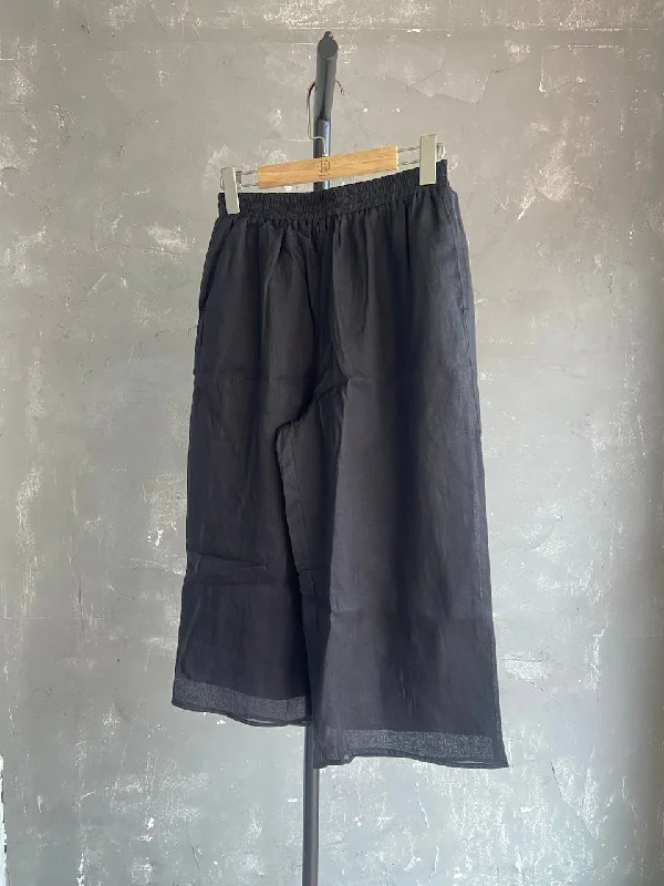 Ramie Ankle Pant in Black Elegant High-Waist Pants