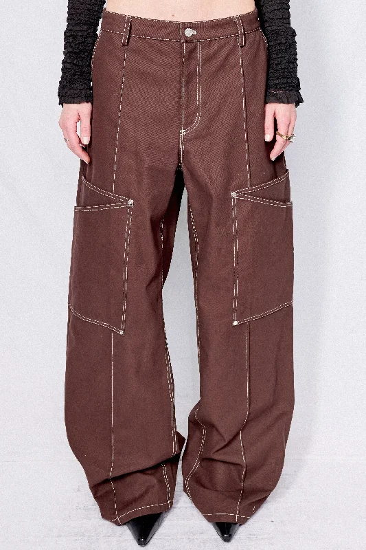 Chocolate Fold Back Pant Chic Slim Fit Pants