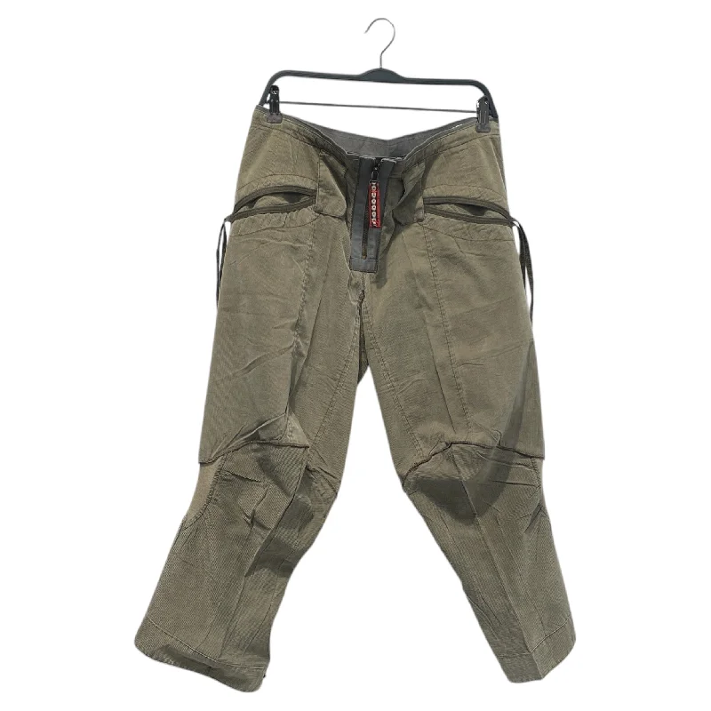 MARITHE FRANCOIS GIRBAUD/Cropped Pants/30/Corduroy/GRN/Joggers/Zipper front corduroy capris Chic Black Leggings
