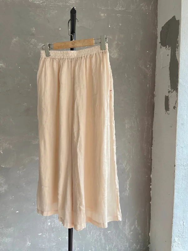Ramie Skirt Pants (Beige) Casual Track Pants