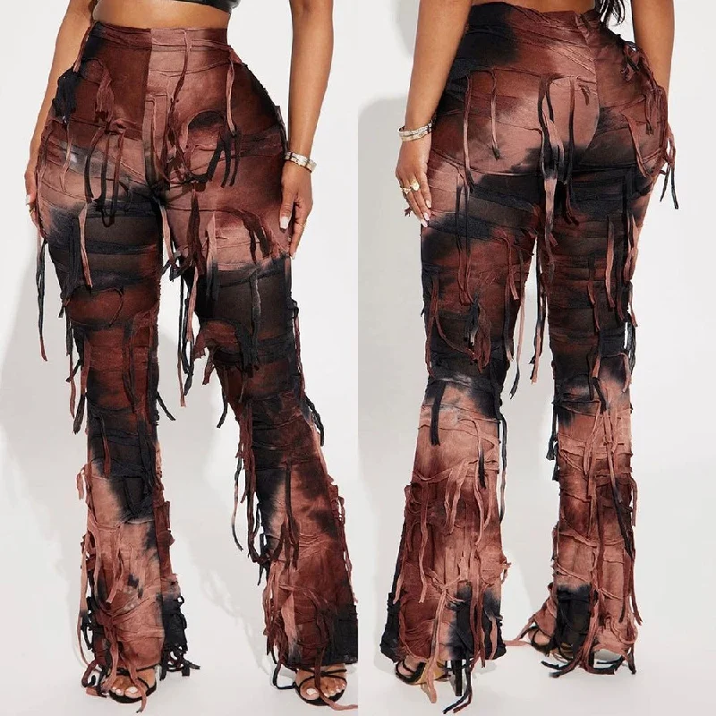 Street Cool Tie-Dyed Tassel Beggar Dress European and American Casual Pants for Women(CL11782) Trendy Printed Pants Street Cool Tie-Dyed Tassel Beggar Dress European and American Casual Pants for Women(CL11782) Trendy Printed Pants