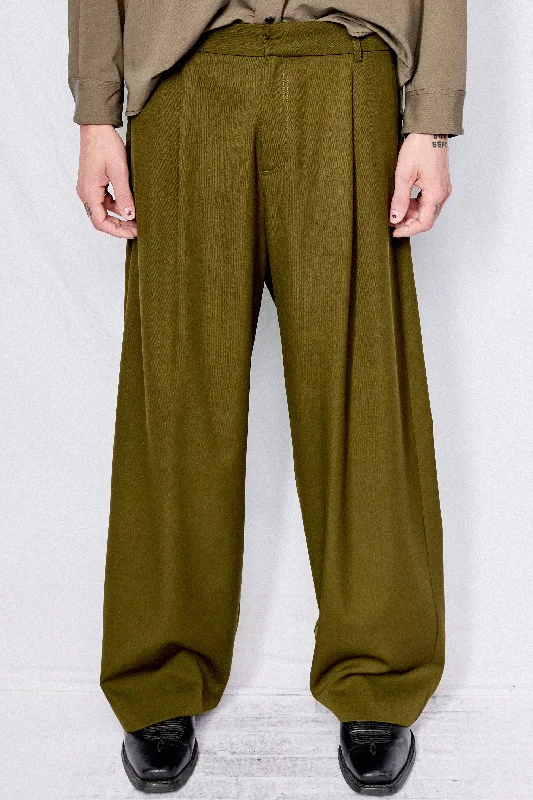Dark Green Suiting Homme Pant Trendy Palazzo Pants