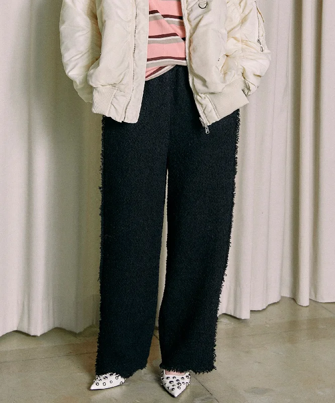 【SALE】Fringe Tweed Easy Pants Classic Pleated Pants