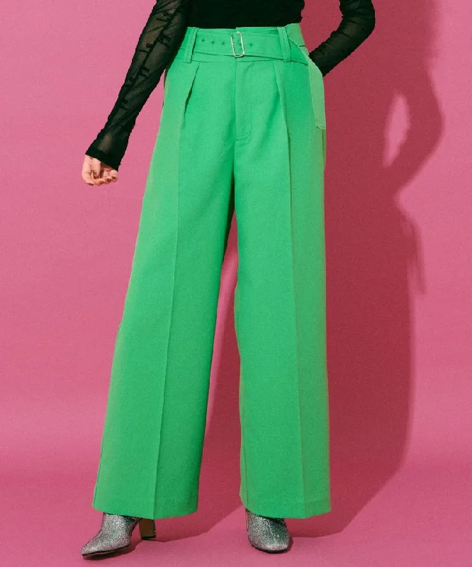 【SALE】Belted Yoke Wide Pants Comfy Athletic Pants