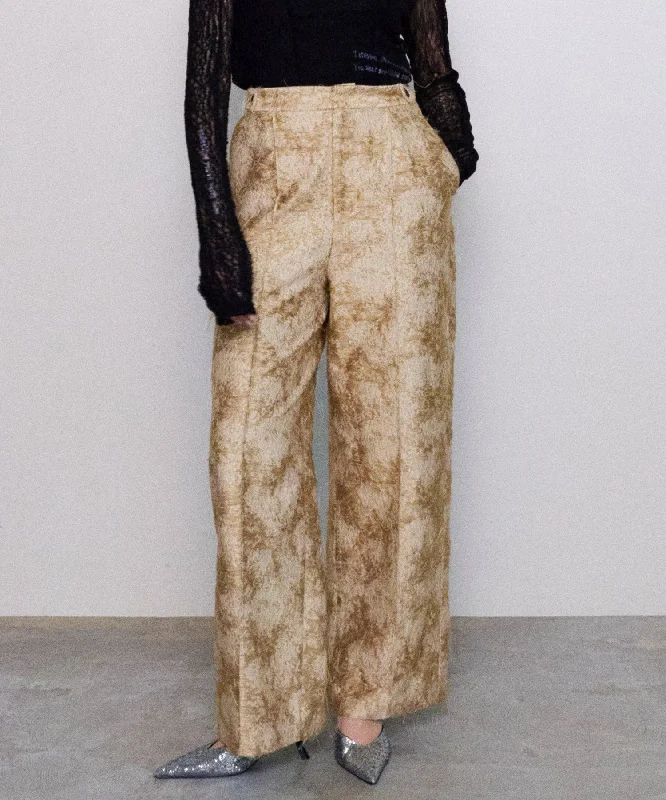 【SALE】Cut Fringe Jacquard Pants Relaxed Casual Leggings