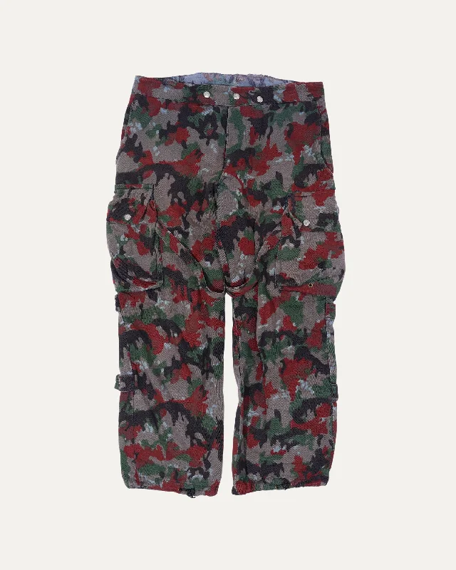 Over-Dyed Camouflage Cargo Pants Relaxed Lounge Trousers