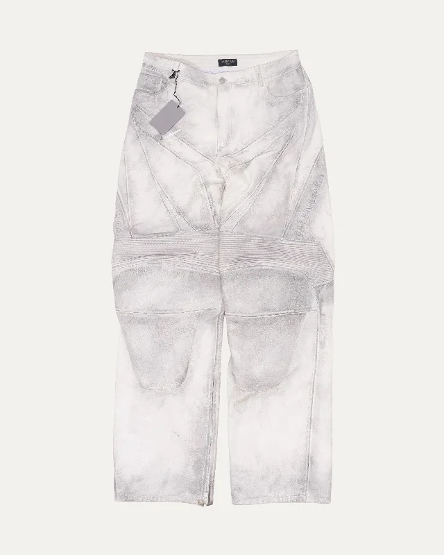 SS23 Mudshow Leather Biker Pants Comfortable Denim Pants
