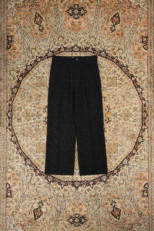 STEAF GRACEFUL PANTS (NIGHT BLACK) Fashionable Button-Up Pants