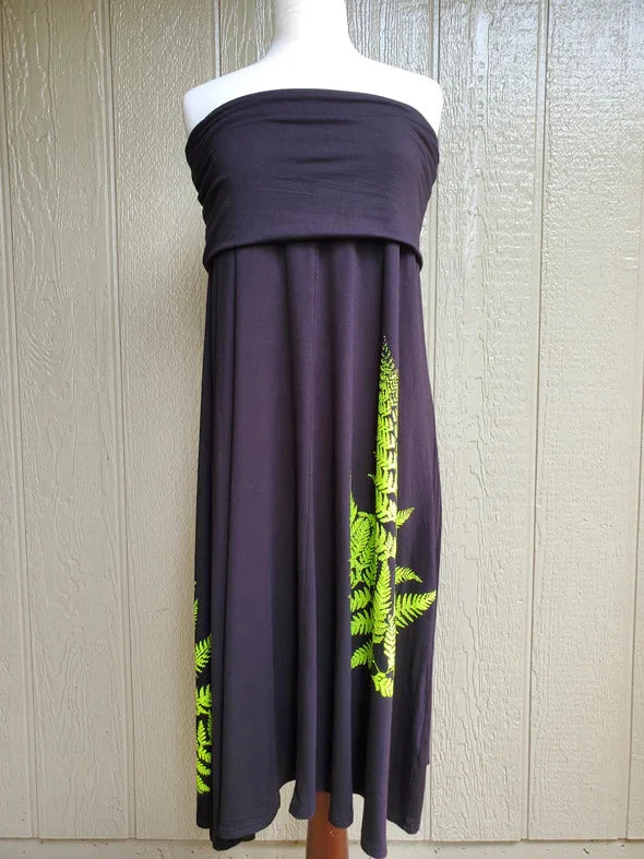 Black Fold Over Mōhalu Dresses/Skirts - Chartreuse Palapalai