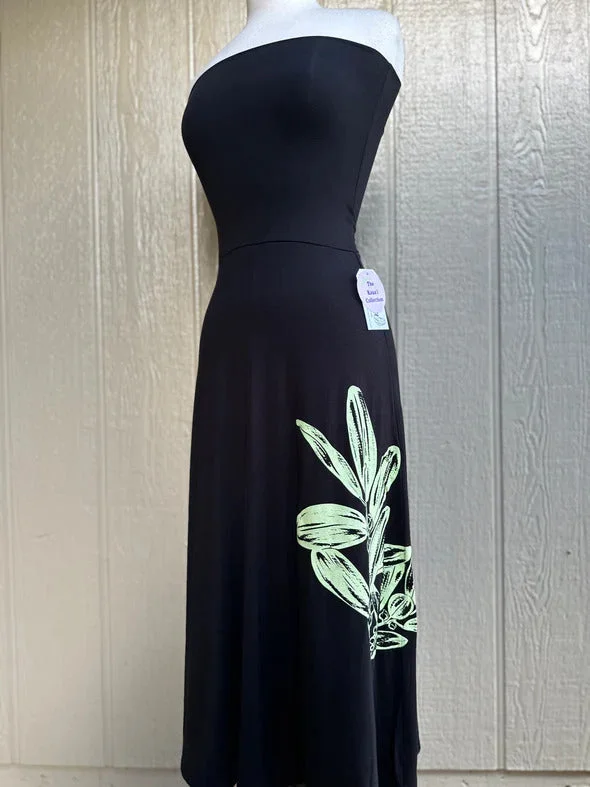 Black Fold Over Mōhalu Dresses/Skirts - Pebble Mokihana