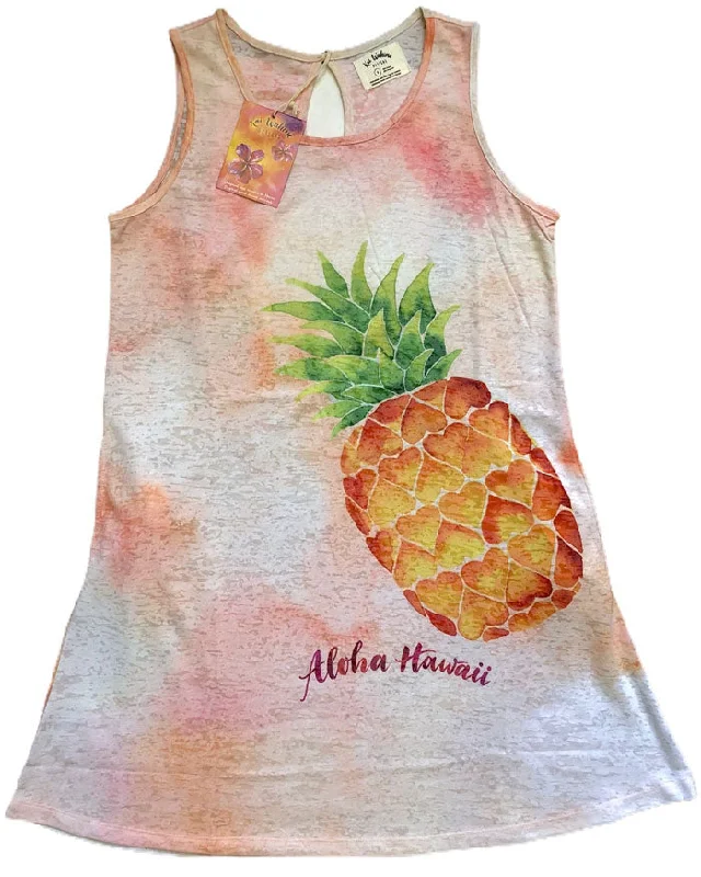 Burnout Tank Dress Cover Up - Pineapple