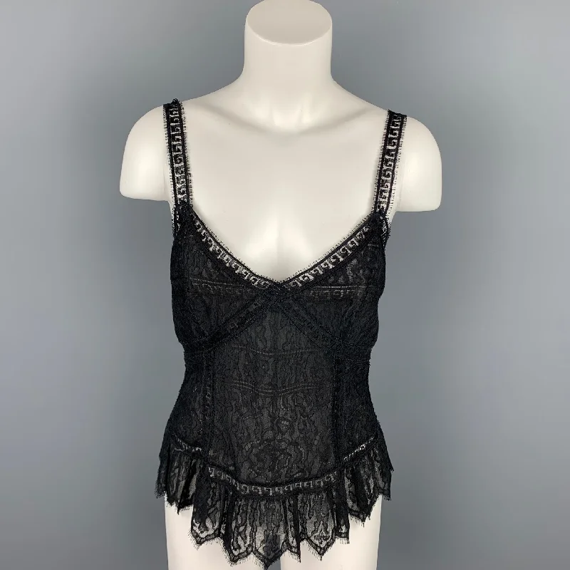 CHLOE Size M Black Lace Camisole Dress Top