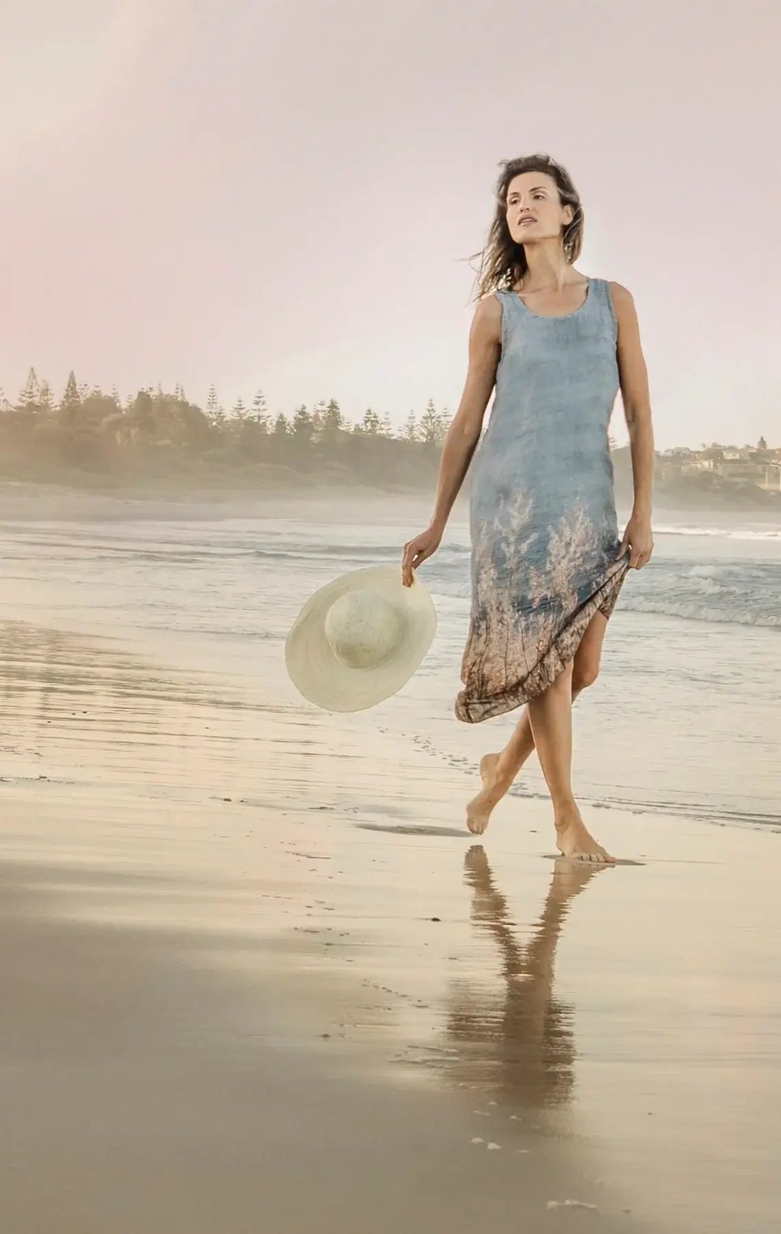 Harriet Jane Linen Tank Dress Ocean Views Grasses