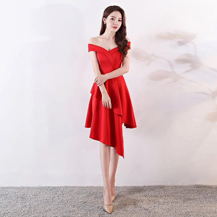 Elegant Asymmetrical Cap Sleeve Cocktail Dress