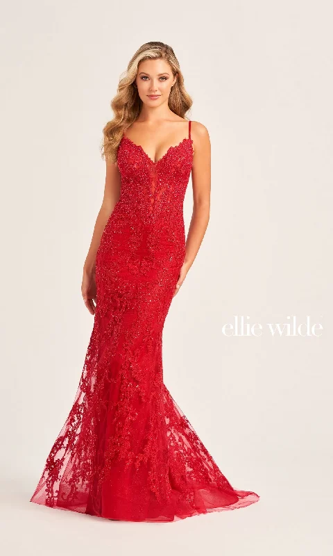 Embroidered Long Prom Dress by Ellie Wilde EW35115