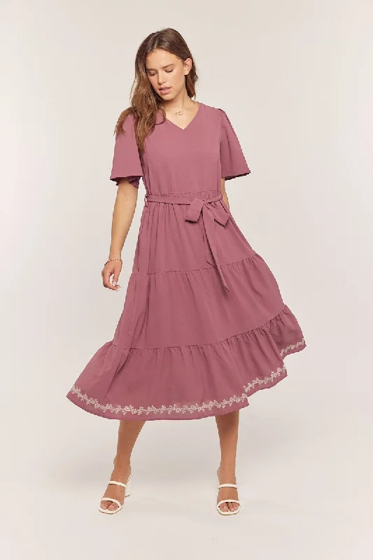 Embroidered Tiered Dress