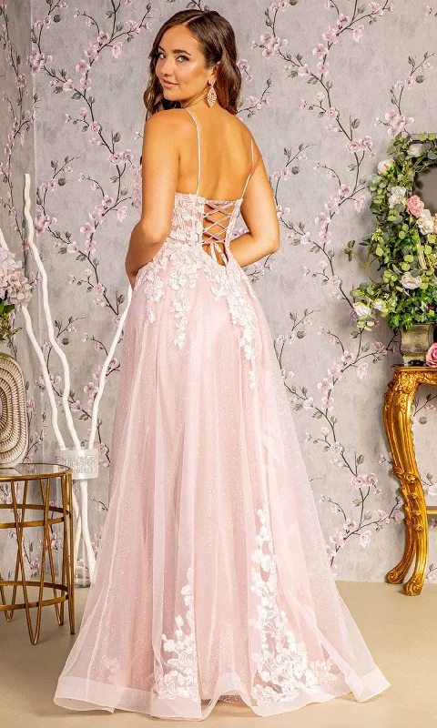 GLS by Gloria GL3328 - Embroidered Scoop Neck Prom Gown