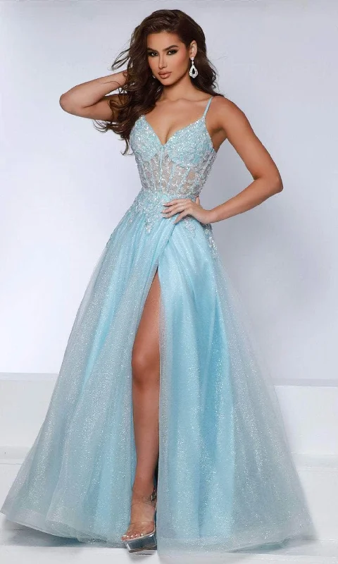Johnathan Kayne DKS4 - Embellished V-Neck Evening Gown