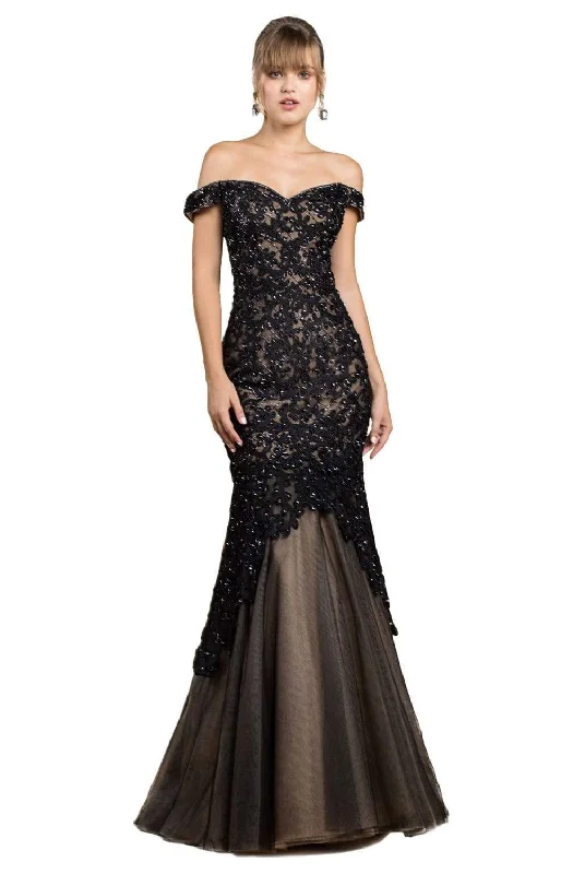 Ladivine A0401 - Beaded Lace Prom Gown