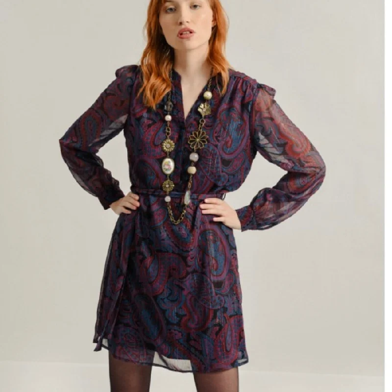 Molly Bracken Red/Blue Paisley Pattern Dress