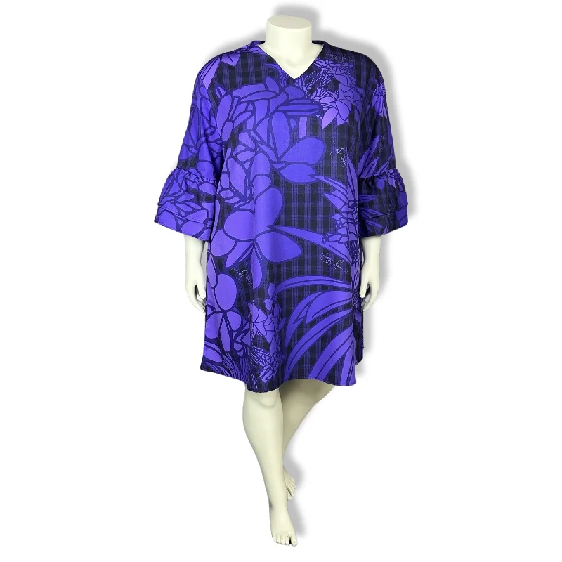 Puamelia Flare Sleeve Tunic Dress - Ube