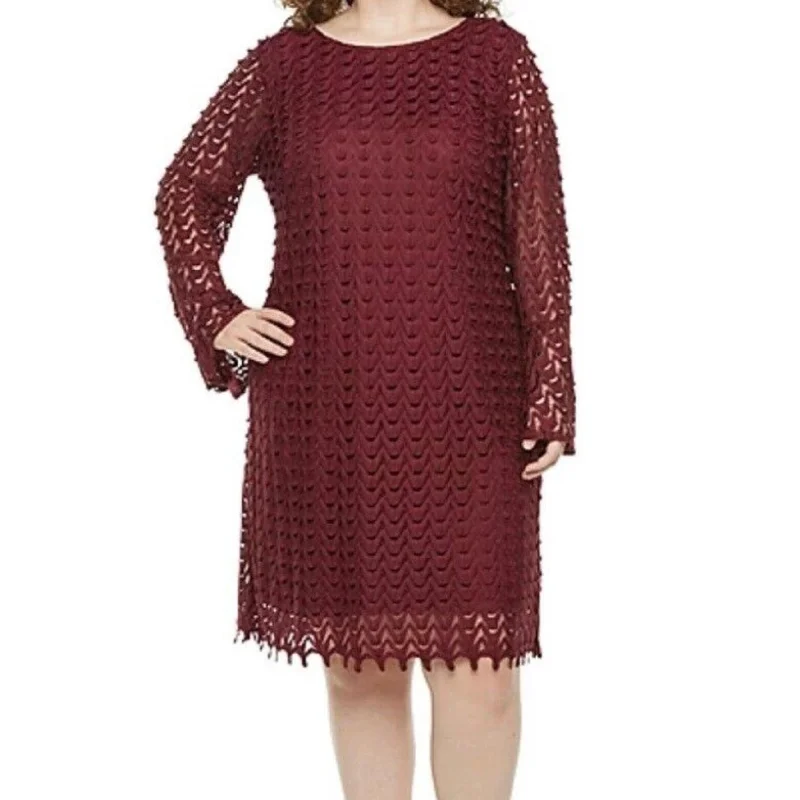 RONNI NICOLE - Long Bell Sleeve Lace Sheath DresS