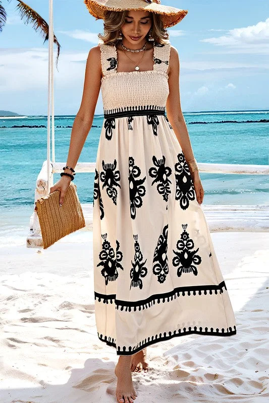 / Soak Up The Sun Smocked Strap Dress (Size XL)