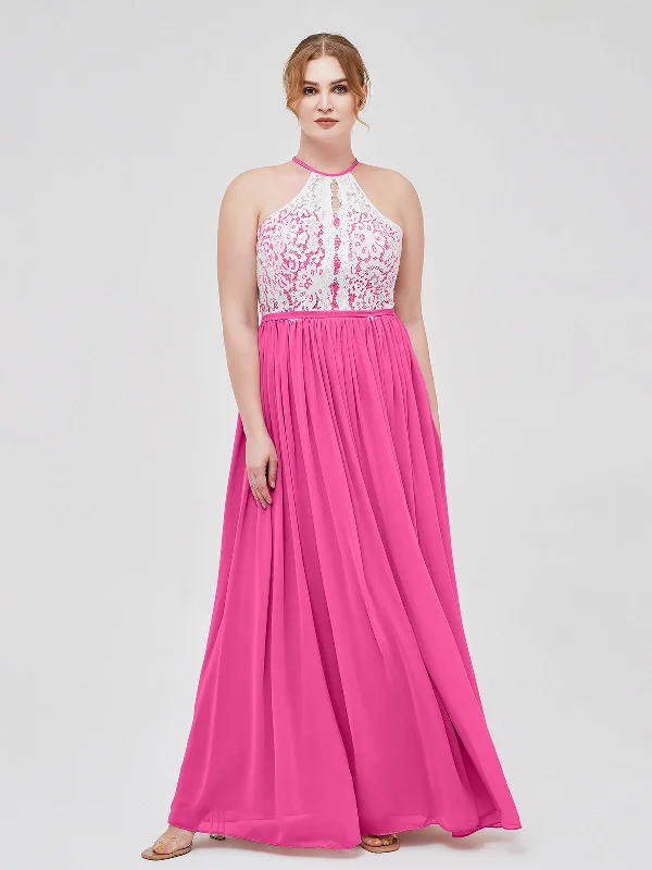 Halter Maxi Dress with Ivory Lace Bodice-Azalea Classic Black Maxi Dress