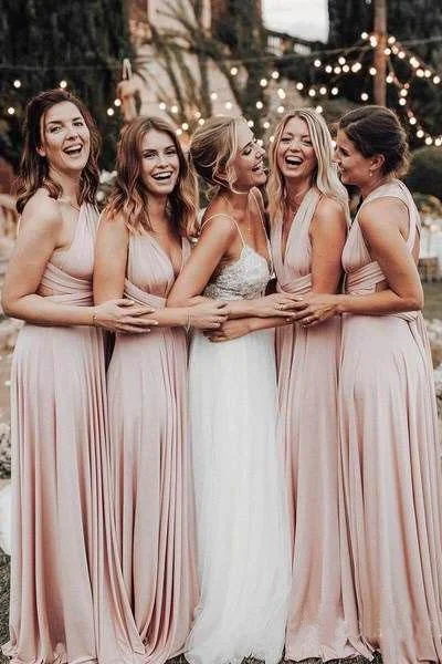 Cheap Long Chiffon Blush Pink Bridesmaid Dresses Convertible Open Back Maxi Dress BD1004 Elegant Maxi Dress with Belt Cheap Long Chiffon Blush Pink Bridesmaid Dresses Convertible Open Back Maxi Dress BD1004 Elegant Maxi Dress with Belt