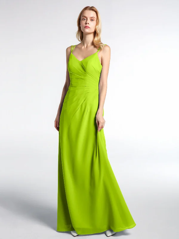 Double Straps Cross Back Chiffon Maxi Dress-Lime Green Comfortable Maxi Dress with Sleeves Double Straps Cross Back Chiffon Maxi Dress-Lime Green Comfortable Maxi Dress with Sleeves