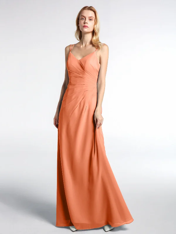 Double Straps Cross Back Chiffon Maxi Dress-Papaya Comfortable Ruffle Hem Maxi Dress Double Straps Cross Back Chiffon Maxi Dress-Papaya Comfortable Ruffle Hem Maxi Dress