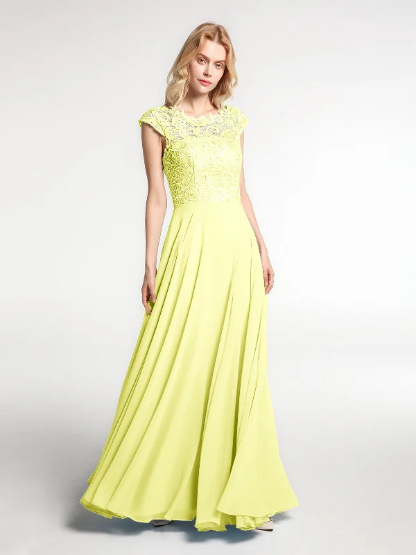 Illusion Wrap Neck Lace and Chiffon Maxi Dress-Daffodil Stylish Boho Maxi Dress