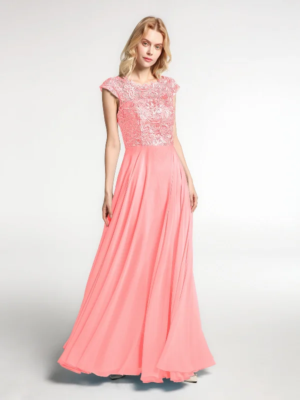 Illusion Wrap Neck Lace and Chiffon Maxi Dress-Flamingo Cozy Ribbed Maxi Dress