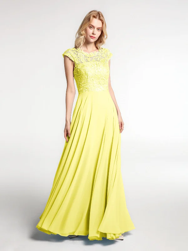 Illusion Wrap Neck Lace and Chiffon Maxi Dress-Lemon Chic Sleeveless Maxi Dress