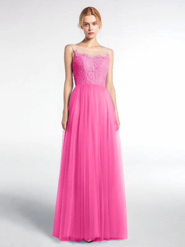 Illusion Neckline Lace and Tulle Maxi Dress-Azalea Chic Button-Up Maxi Dress
